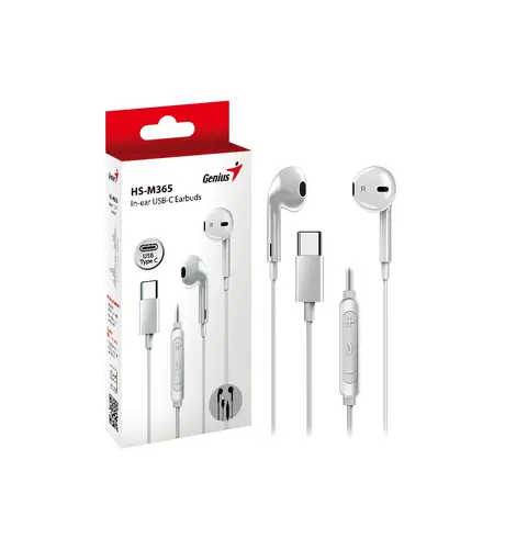 Genius слушалки тапи In-ear Earbuds HS-M365 - USB-C, White - image 1