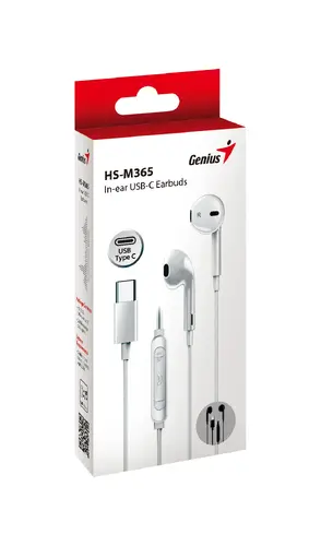 Genius слушалки тапи In-ear Earbuds HS-M365 - USB-C, White - image 2
