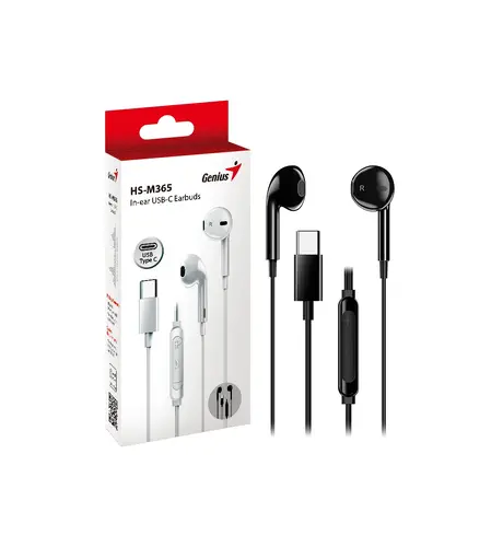 Genius слушалки тапи In-ear Earbuds HS-M365 - USB-C, Black - image 1