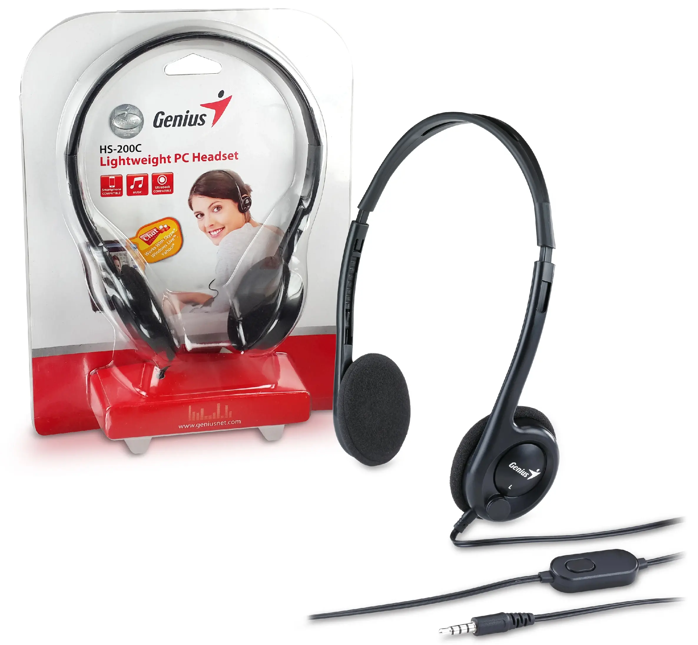 Genius слушалки с микрофон Headset HS-200C - Lightweight, Black - image 2