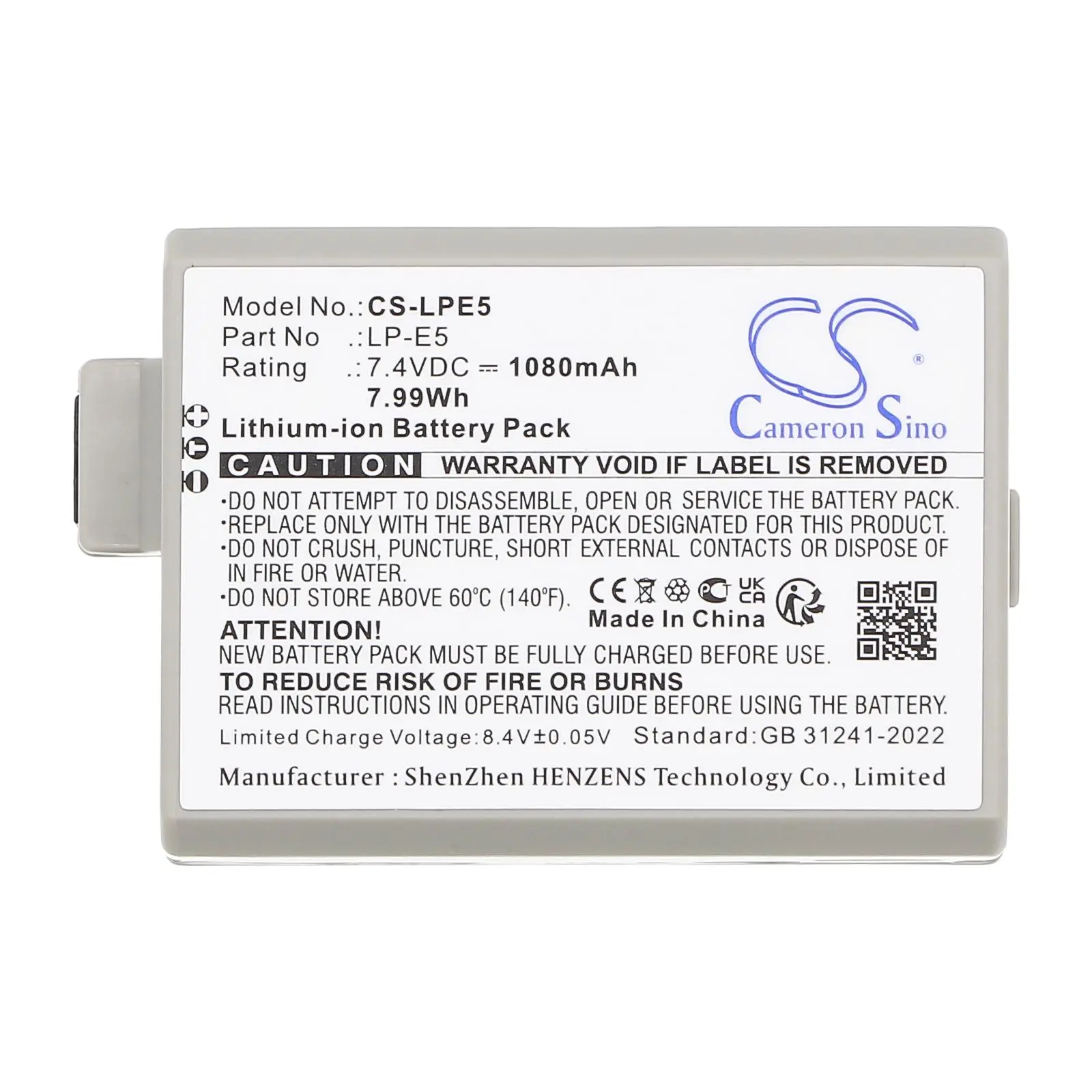 Baterie pentru cameră CANON LPE5 LiIon 7.2V 1080mAh Cameron Sino