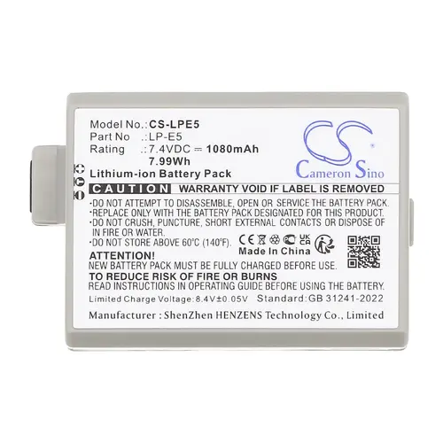 Baterie pentru cameră CANON LPE5 LiIon 7.2V 1080mAh Cameron Sino - 1
