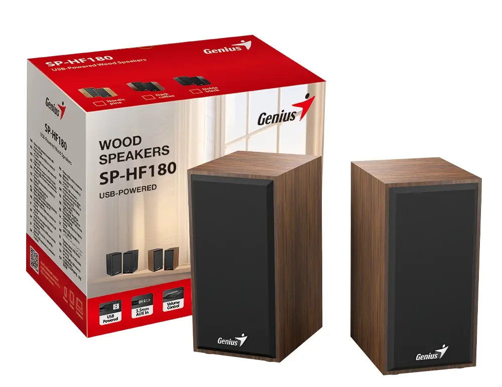 Genius тонколони Speakers 2.0 - SP-HF180 - 6W, USB, Wood - image 4