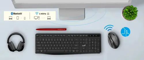 Genius вертикална безжична мишка Vertical Mouse wireless Ergo 8350S - Silent, AI, Bluetooth, 2.4G, Dark Grey - image 3