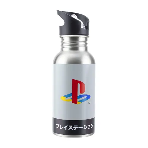 Бутилка за вода Paladone : PlayStation - Heritage Metal Water Bottle with Straw - 480ml - image 1