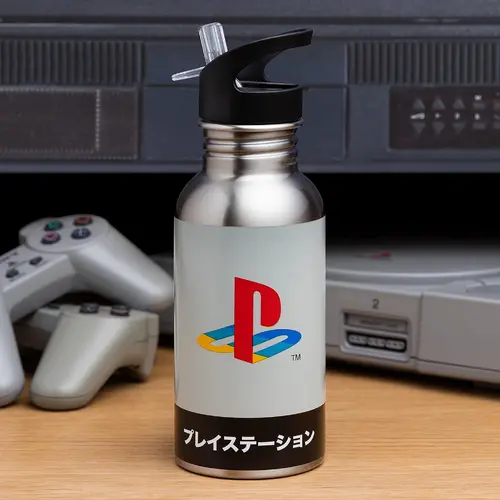 Бутилка за вода Paladone : PlayStation - Heritage Metal Water Bottle with Straw - 480ml - image 2