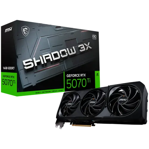 MSI Video Card Nvidia GeForce RTX 5070 TI 16G SHADOW 3X OC, 16GB GDDR7, 256bit, Effective Memory Clock: 28000MHz, Boost: 2482 MHz, 8960 CUDA Cores, PCIe 5.0, 3x DP 2.1b, HDMI 2.1b, RAY TRACING, Triple Fan, 1x16pin, 750W Recommended PSU, 3Y - image 4
