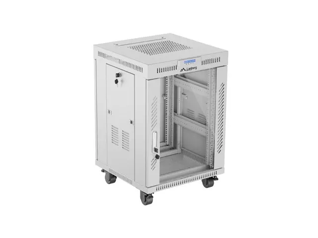 Комуникационен шкаф, Lanberg rack cabinet 19" free-standing 15U/600x600 (flat pack) with glass door lcd grey v2