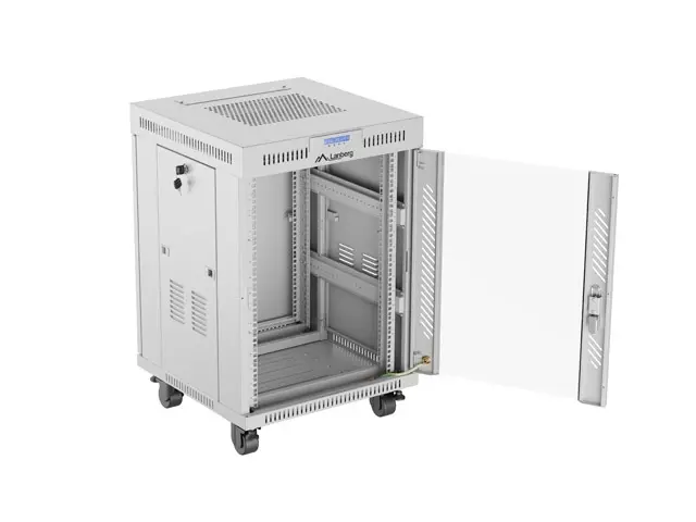 Комуникационен шкаф, Lanberg rack cabinet 19" free-standing 15U/600x600 (flat pack) with glass door lcd grey v2 - image 6
