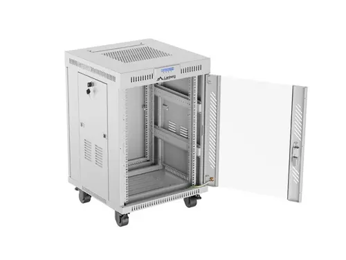 Комуникационен шкаф, Lanberg rack cabinet 19" free-standing 15U/600x600 (flat pack) with glass door lcd grey v2 - image 6