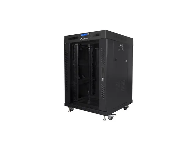 Комуникационен шкаф, Lanberg rack cabinet 19" free-standing 15U/600x600 (flat pack) with glass door lcd black v2
