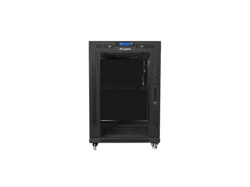 Комуникационен шкаф, Lanberg rack cabinet 19" free-standing 15U/600x600 (flat pack) with glass door lcd black v2 - image 3