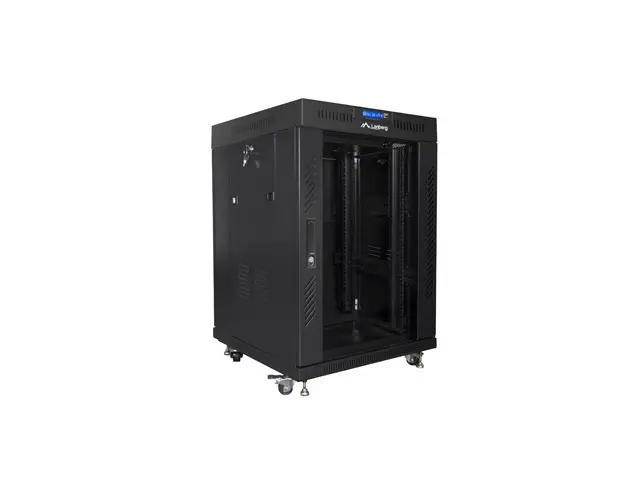 Комуникационен шкаф, Lanberg rack cabinet 19" free-standing 15U/600x600 (flat pack) with glass door lcd black v2 - image 4
