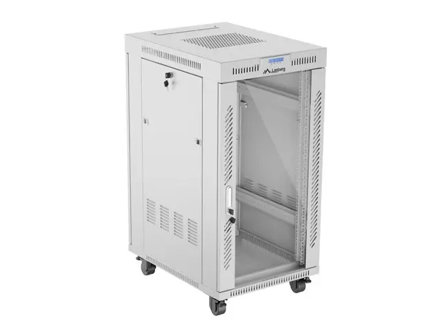Ερμάριο επικοινωνιών, Lanberg rack 19" ελεύθερο 22U/600x800 (flat pack) με γυάλινη πόρτα LCD γκρι v2