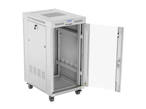 Dulap de comunicații, Lanberg rack 19" de sine stătător 22U/600x800 (flat pack) cu ușă de sticlă LCD gri v2 - 3