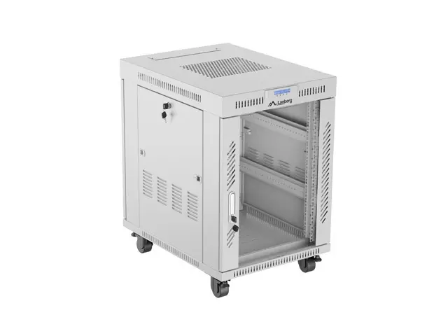 Комуникационен шкаф, Lanberg rack cabinet 19" free-standing 15U/600x800 (flat pack) with glass door lcd grey v2