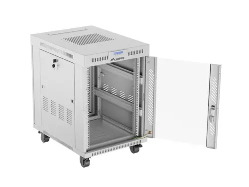 Комуникационен шкаф, Lanberg rack cabinet 19" free-standing 15U/600x800 (flat pack) with glass door lcd grey v2 - image 1