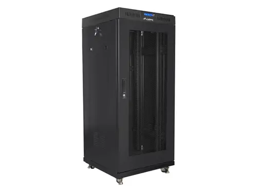 Комуникационен шкаф, Lanberg rack cabinet 19" free-standing 27U/600x600 (flat pack) with mesh door lcd black v2 - image 2