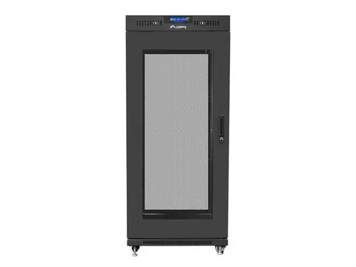 Комуникационен шкаф, Lanberg rack cabinet 19" free-standing 27U/600x600 (flat pack) with mesh door lcd black v2 - image 3