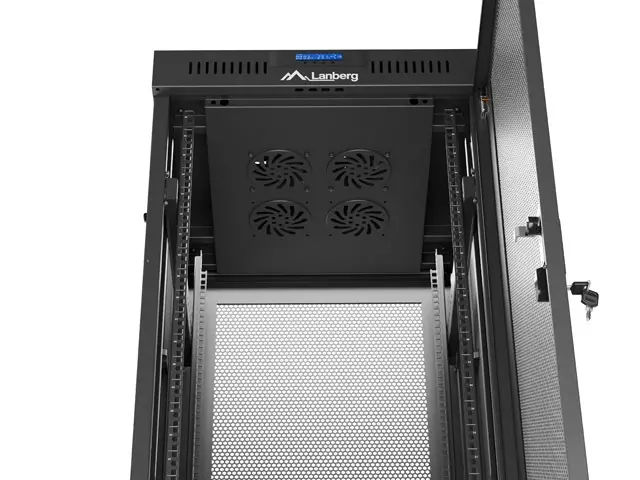 Комуникационен шкаф, Lanberg rack cabinet 19" free-standing 37U/600X600 (FLAT PACK) with mesh door LCD black - image 3