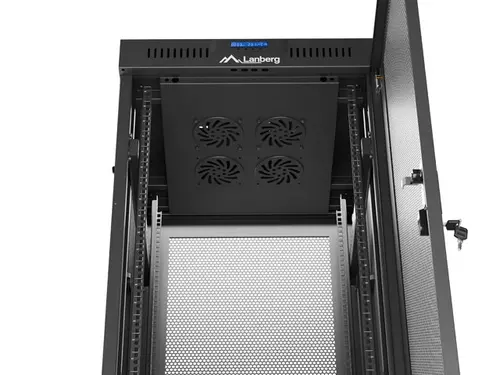 Комуникационен шкаф, Lanberg rack cabinet 19" free-standing 37U/600X600 (FLAT PACK) with mesh door LCD black - image 3