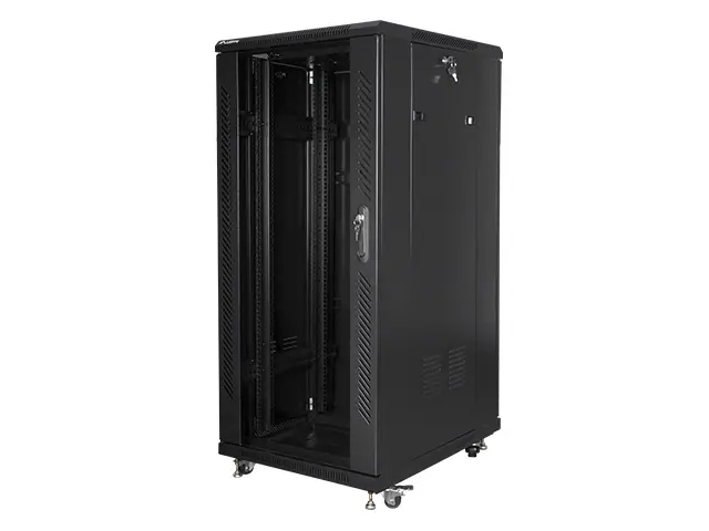 Комуникационен шкаф, Lanberg rack cabinet 19" free-standing 27U / 600x800 self-assembly flat pack, black - image 2