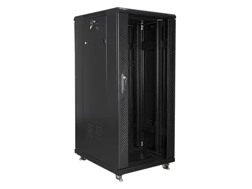 Комуникационен шкаф, Lanberg rack cabinet 19" free-standing 27U / 600x800 self-assembly flat pack, black