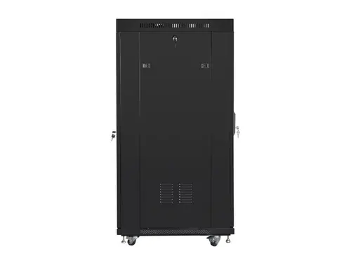 Комуникационен шкаф, Lanberg rack cabinet 19" free-standing 27U / 600x800 self-assembly flat pack with glass door LCD, black - image 1
