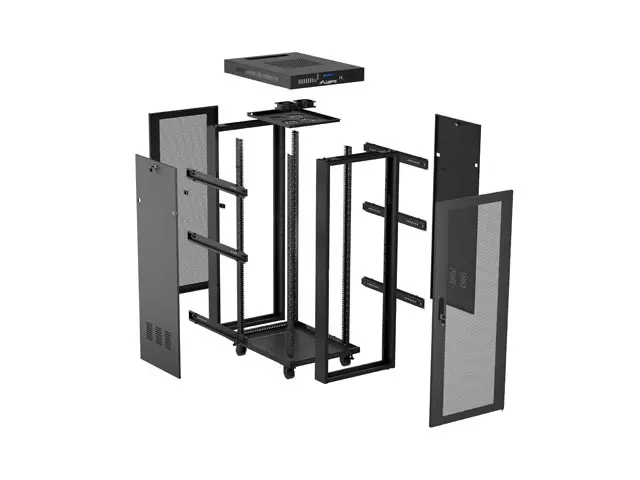 Ερμάριο επικοινωνιών, Lanberg rack 19" ελεύθερο 32U/600X600 (FLAT PACK) με διάτρητη πόρτα LCD μαύρο - image 1