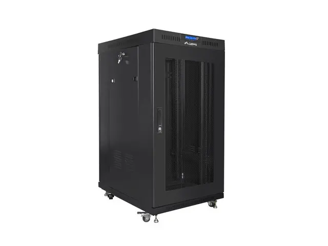 Комуникационен шкаф, Lanberg rack cabinet 19" free-standing 22U/800x800 (flat pack) with mesh door lcd black v2 - image 1