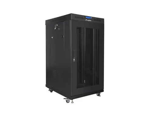 Комуникационен шкаф, Lanberg rack cabinet 19" free-standing 22U/800x800 (flat pack) with glass door lcd black v2 - image 1