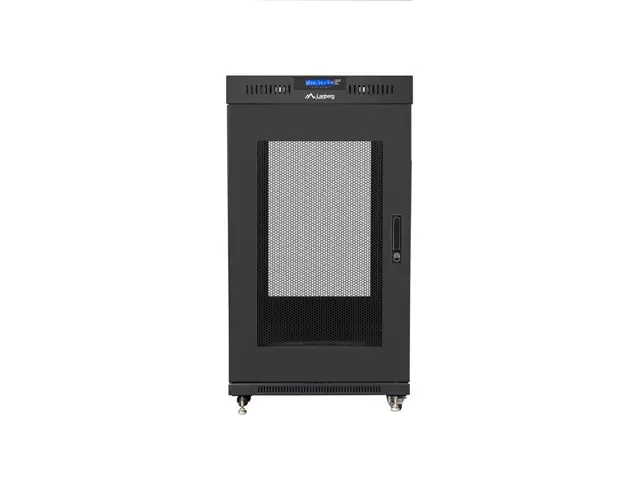 Комуникационен шкаф, Lanberg rack cabinet 19" free-standing 22U/800x800 (flat pack) with mesh door lcd black v2 - image 3