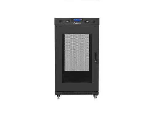 Комуникационен шкаф, Lanberg rack cabinet 19" free-standing 22U/800x800 (flat pack) with glass door lcd black v2 - image 3