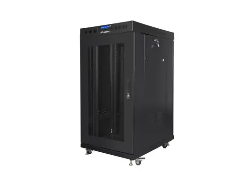 Комуникационен шкаф, Lanberg rack cabinet 19" free-standing 22U/800x800 (flat pack) with glass door lcd black v2