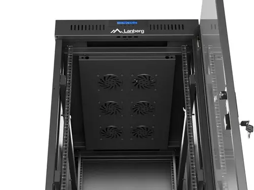 Комуникационен шкаф, Lanberg rack cabinet 19" free-standing 32U/600X1000 (FLAT PACK) with glass door LCD black - image 5