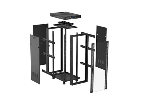 Комуникационен шкаф, Lanberg rack cabinet 19" free-standing 32U/600X1000 (FLAT PACK) with glass door LCD black - image 7