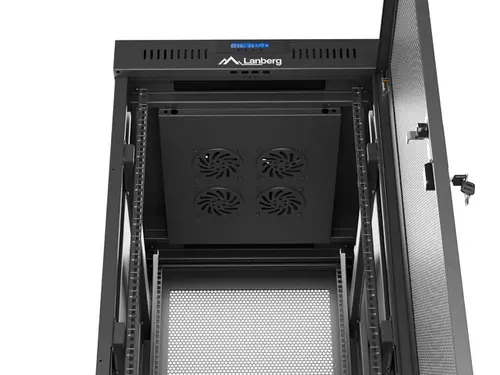 Комуникационен шкаф, Lanberg rack cabinet 19" free-standing 32U/600X800 (FLAT PACK) with mesh door LCD black - image 6