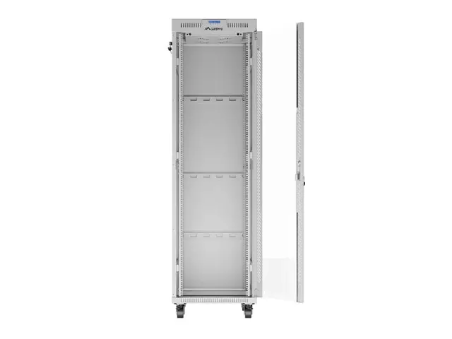 Комуникационен шкаф, Lanberg rack cabinet 19" free-standing 42U/600x800 (flat pack) with glass door lcd grey v2 - image 6
