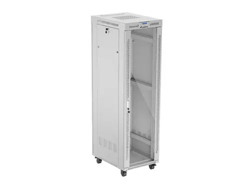 Dulap de comunicații, Lanberg rack 19" de sine stătător 42U/600x800 (flat pack) cu ușă de sticlă LCD gri v2 - 1