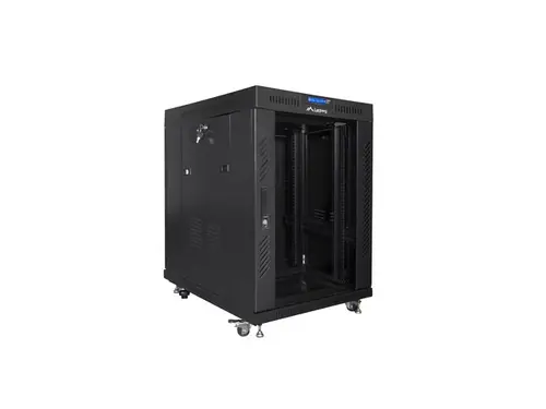 Dulap de comunicații, Lanberg rack 19" de sine stătător 15U/800x1000 (flat pack) cu ușă de sticlă lcd negru v2 - 2