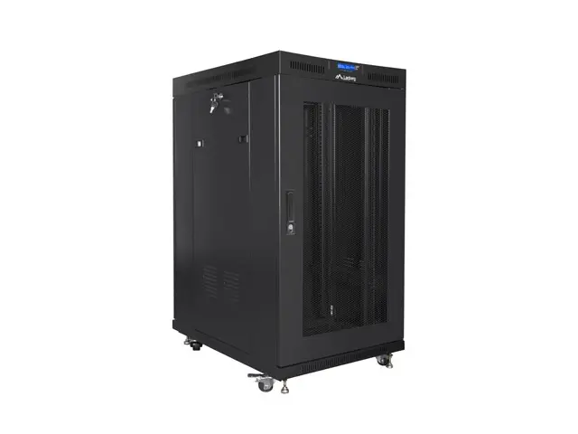 Комуникационен шкаф, Lanberg rack cabinet 19" free-standing 22U/800x1000 (flat pack) with mesh door lcd black v2 - image 1