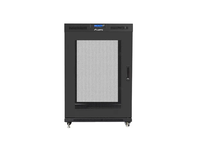 Dulap de comunicații, Lanberg rack 19" de sine stătător 22U/800x1000 (flat pack) cu ușă mesh lcd negru v2 - image 2