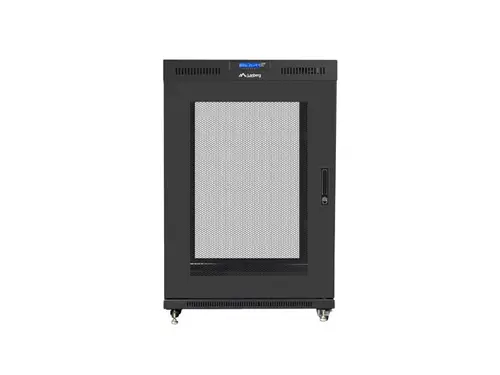 Комуникационен шкаф, Lanberg rack cabinet 19" free-standing 22U/800x1000 (flat pack) with mesh door lcd black v2 - image 2