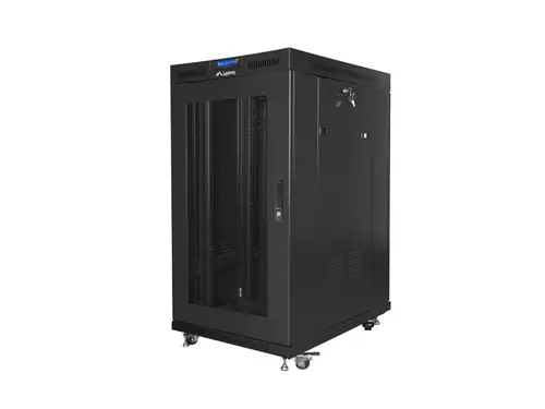 Dulap de comunicații, Lanberg rack 19" de sine stătător 22U/800x1000 (flat pack) cu ușă mesh lcd negru v2 - 1