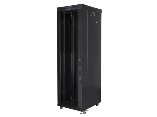 Dulap de comunicații, Lanberg rack 19" de sine stătător 42U/600x800 (flat pack) cu ușă de sticlă lcd negru v2 - 1