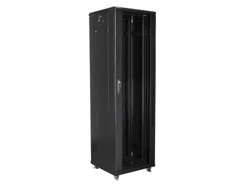 Комуникационен шкаф, Lanberg rack cabinet 19" free-standing 42U / 600x600 self-assembly flat pack, black
