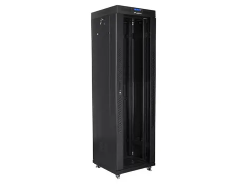 Комуникационен шкаф, Lanberg rack cabinet 19" free-standing 42U/600x600 (flat pack) with glass door lcd black v2 - image 2