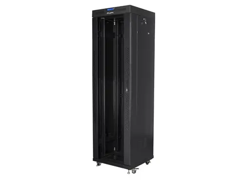 Комуникационен шкаф, Lanberg rack cabinet 19" free-standing 42U/600x600 (flat pack) with glass door lcd black v2