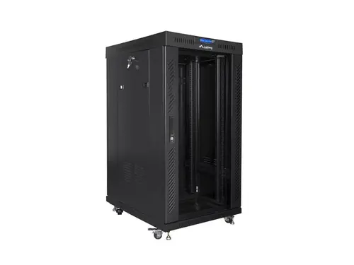 Комуникационен шкаф, Lanberg rack cabinet 19" free-standing 22U/800x800 (flat pack) with glass door lcd black v2 - image 1
