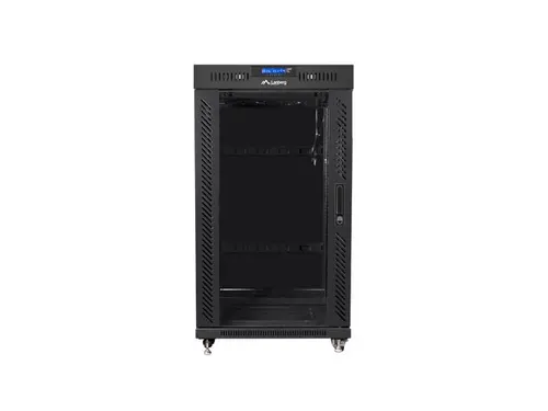 Комуникационен шкаф, Lanberg rack cabinet 19" free-standing 22U/800x800 (flat pack) with glass door lcd black v2 - image 4